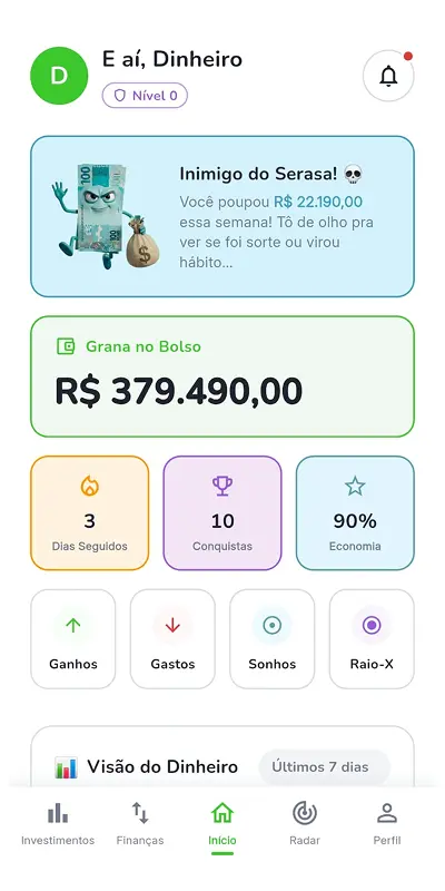 Visão geral do orçamento mensal e controle de despesas
