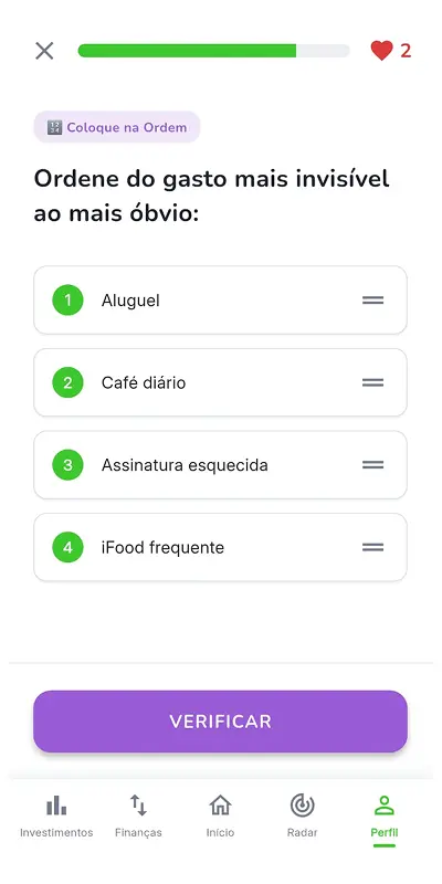 App de educação financeira ensinando a investir de forma simples